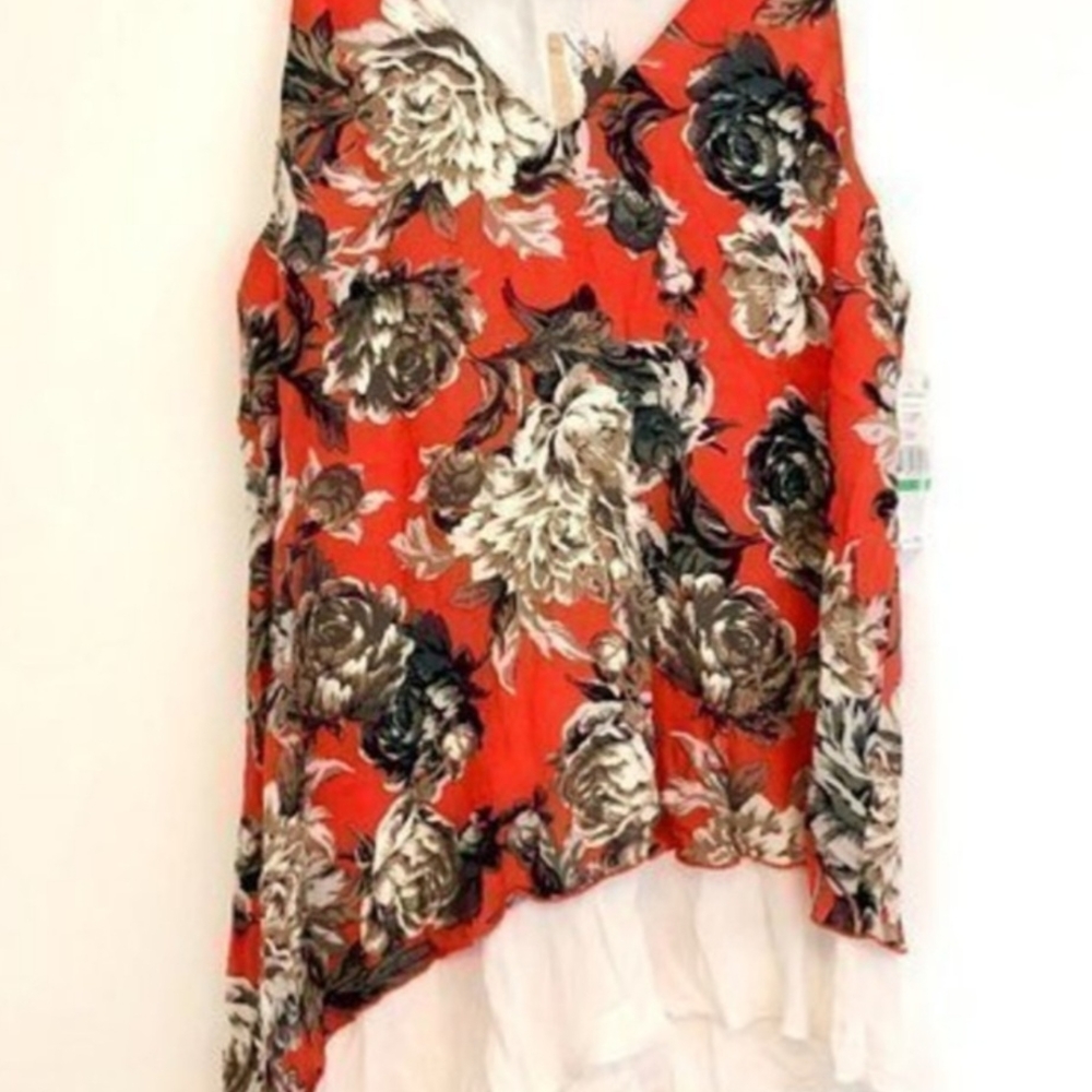Floral Sleeveless Top with Asymmetrical Hem Sz L Karen Kane "Desert Gypsy"